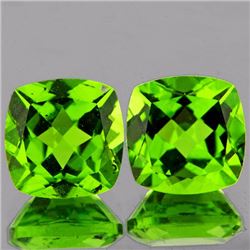 Natural Cushion Green Peridot Pair 5.30 Cts - VVS
