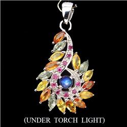 Natural Black Opal Ruby & Sapphire Pendant