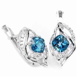 Natural Cushion London Blue Topaz Earrings