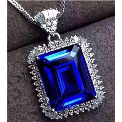 Natural AAA Tanzanite 11.75 Carats & Diamond Pendant