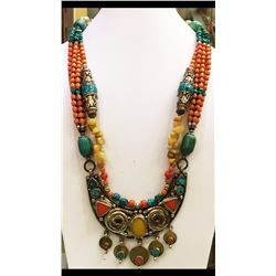 Tibet Natural Amber  Tribal Queen Royal Necklace