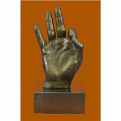 Modern Art OK Gesture Bronze Sculpture on Marble Base Figurine