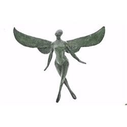 Green Patina Angel Wall Mount Bronze Sculpture