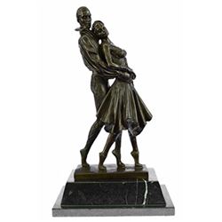 Couple Dancer Bronze Sculpture on Marble Base Statue