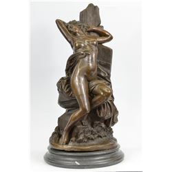 Gorgeous Nude Model posing for Camera Bronze Sculpture