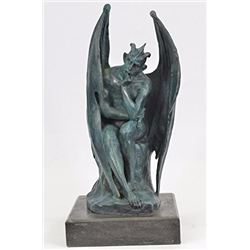 Green Patina Devil Satyr Diablo Dark Angel Bronze Sculpture