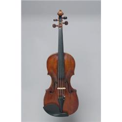 A BOHEMIAN VIOLIN, bearing an Amati label, the two piece back of horizontal narrow figure, the si...