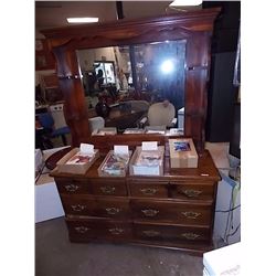PINE DRESSER WITH MIRROR - 6 DRAWER