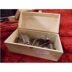 WOOD BOX WITH ASSORTED WATCHES