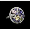 Image 1 : 14KT White Gold 3.18 ctw Sapphire and Diamond Ring