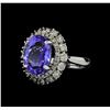 Image 1 : 6.82 ctw Tanzanite and Diamond Ring - 14KT White Gold
