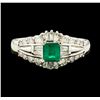 Image 2 : 0.43 ctw Emerald and Diamond Ring - Platinum