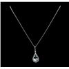 Image 1 : 6.54 ctw Aquamarine and Diamond Pendant With Chain - 14KT White Gold