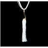 Image 2 : Silk Tassel Leather Necklace - Gold Plated
