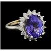 Image 1 : 7.13 ctw Tanzanite and Diamond Ring - 14KT White Gold