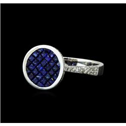 1.42 ctw Blue Sapphire and Diamond Ring - 14KT White Gold