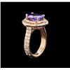 Image 4 : 4.20 ctw Tanzanite and Diamond Ring - 14KT Rose Gold
