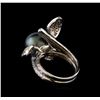 Image 3 : 0.53 ctw Diamond and Pearl Ring - 14KT White Gold