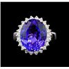 Image 2 : GIA Cert 10.17 ctw Tanzanite and Diamond Ring - 14KT White Gold