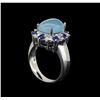 Image 4 : 14KT White Gold 4.43 ctw Aquamarine, Sapphire and Diamond Ring