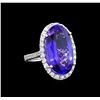Image 1 : GIA Cert 14.53 ctw Tanzanite and Diamond Ring - 14KT White Gold