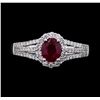 Image 2 : 0.75 ctw Ruby and Diamond Ring - 14KT White Gold