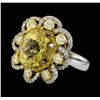 Image 1 : 4.14 ctw Sapphire and Diamond Ring - 14KT White and Yellow Gold