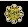 Image 2 : 4.14 ctw Sapphire and Diamond Ring - 14KT White and Yellow Gold