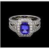 Image 2 : 1.50 ctw Tanzanite and Diamond Ring - 14KT White Gold