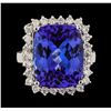 Image 2 : 11.13 ctw Tanzanite Stone and Diamond Ring - 14KT White Gold