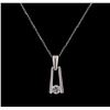 Image 1 : 0.25 ctw Diamond Pendant With Chain - 18KT White Gold and Platinum