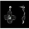 Image 2 : Metallic Crystal Earrings - Silver Plated