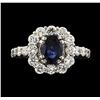 Image 2 : 1.45 ctw Sapphire and Diamond Ring - 14KT White Gold