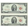 Image 1 : 1963 $2 Uncirculated Red Seal Bill Lot of 2