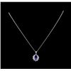 Image 2 : 3.40 ctw Tanzanite and Diamond Pendant With Chain - 14KT White Gold