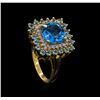 Image 4 : 3.00 ctw Blue Topaz, Aquamarine, and Diamond  Ring - 14KT Yellow Gold