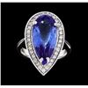 Image 2 : 9.18 ctw Tanzanite and Diamond Ring - 14KT White Gold