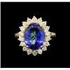 Image 2 : 14KT Yellow Gold 5.44 ctw Tanzanite and Diamond Ring