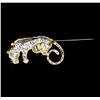 Image 2 : 0.50 ctw Diamond and Ruby Panther Pin - 14KT Yellow Gold