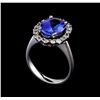 Image 4 : 3.66 ctw Tanzanite and Diamond Ring - 14KT White Gold