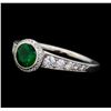 Image 1 : 0.90 ctw Tsavorite and Diamond Ring - 18KT White Gold