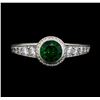 Image 2 : 0.90 ctw Tsavorite and Diamond Ring - 18KT White Gold