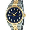 Image 1 : Rolex Mens Two Tone Blue Diamond Quickset 16233 Datejust Wristwatch