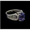 Image 1 : 4.38 ctw Tanzanite and Diamond Ring - 14KT White Gold