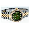 Image 2 : Rolex Mens Two Tone Green Vignette Diamond Pyramid Bezel Datejust