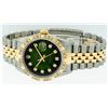 Image 8 : Rolex Mens Two Tone Green Vignette Diamond Pyramid Bezel Datejust