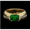 Image 2 : 2.50 ctw Tsavorite Garnet and Diamond Ring - 14KT Yellow Gold