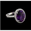 Image 1 : 4.77 ctw Amethyst and Diamond Ring - 14KT White Gold