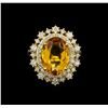 Image 2 : 4.23 ctw Citrine and Diamond Ring - 14KT Yellow Gold