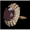 Image 2 : 14KT Rose Gold 13.42 Ruby and Diamond Ring